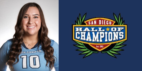 Hayley Torres, (Head Shot) and the San Diego Hall of Champions logo.