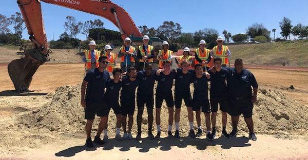 Men's Soccer team at the groundbreaking for the new field.