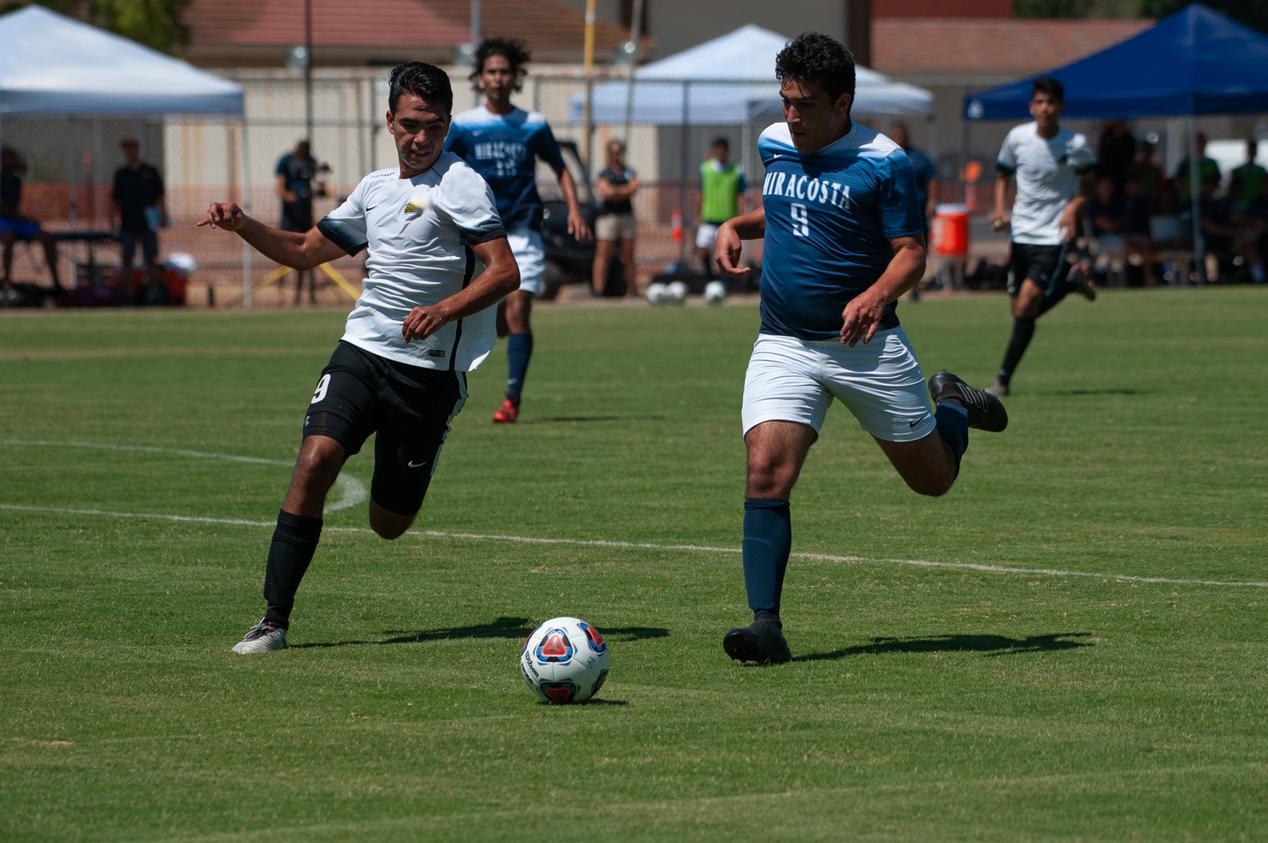 Julio Costa runs after the ball in an attempt to score.